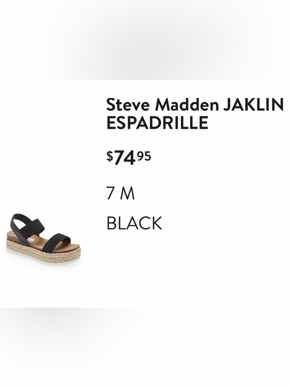 Steve Madden Black Platform Espadrille Sandals